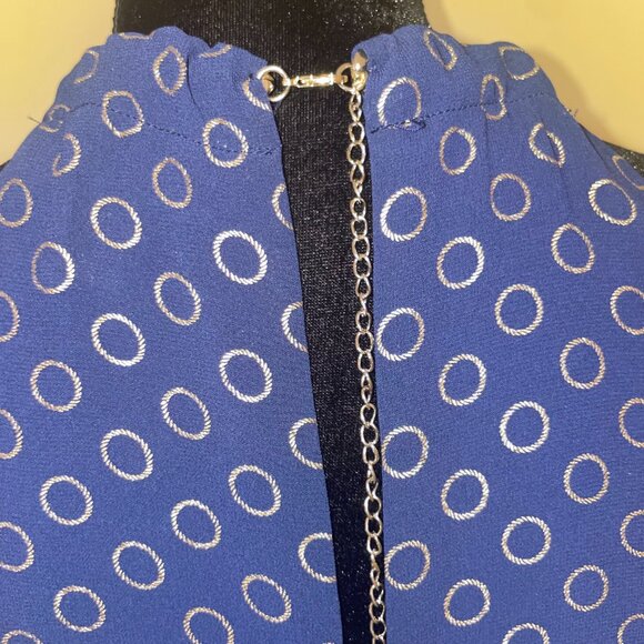 Michael Kors Chain Halter Neck Navy Gold Metallic Trapeze High Low Dress Size S - Picture 7 of 16